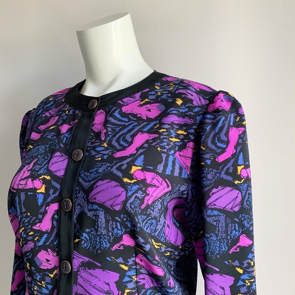 80’s Vintage Ruffle Waist Blouse - Picture 3 of 7